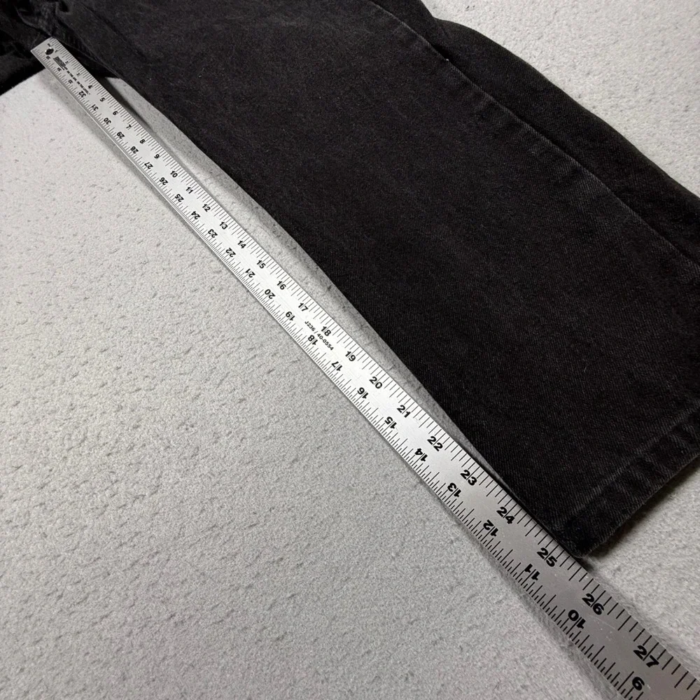 Levis 505 Regular Fit Straight Leg Jeans Black Denim Mens W34 L32 Orange Tab